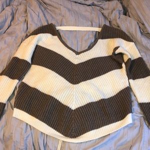 brown and white sweater